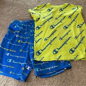 Champion Lime Green and Royal Blue Logo Set Youth 8/10, M
